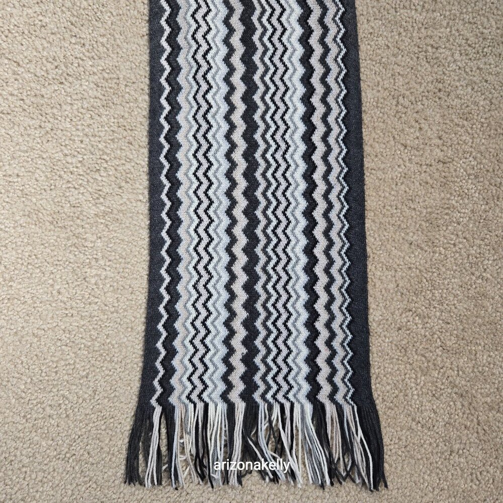 Missoni Zigzag Scarf Grey, Black, White, and Cream - Picture 13 of 14